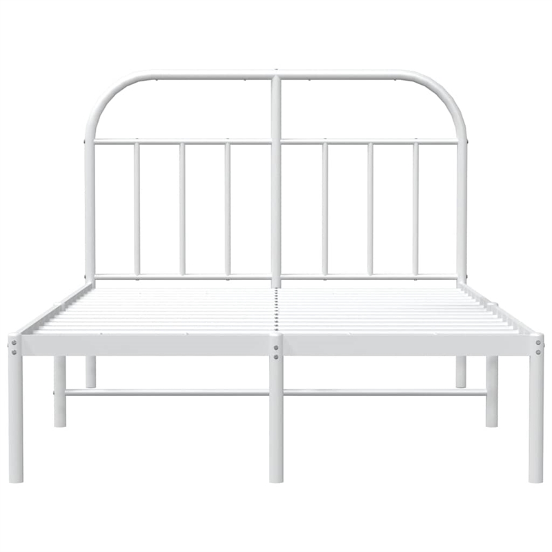 Pemberly Row Rectangular Powder-Coated Steel Full Bed Frame in White