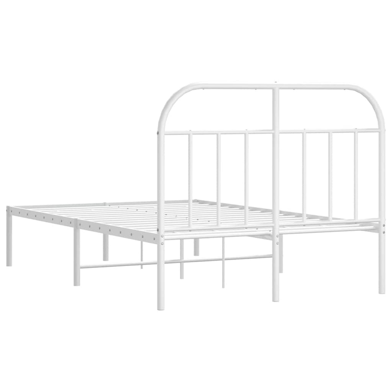 Pemberly Row Rectangular Powder-Coated Steel Full Bed Frame in White