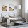 Pemberly Row Rectangular Powder-Coated Steel Full Bed Frame in White
