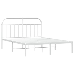 Pemberly Row Powder-Coated Steel Cal King/Double Bed Frame in White