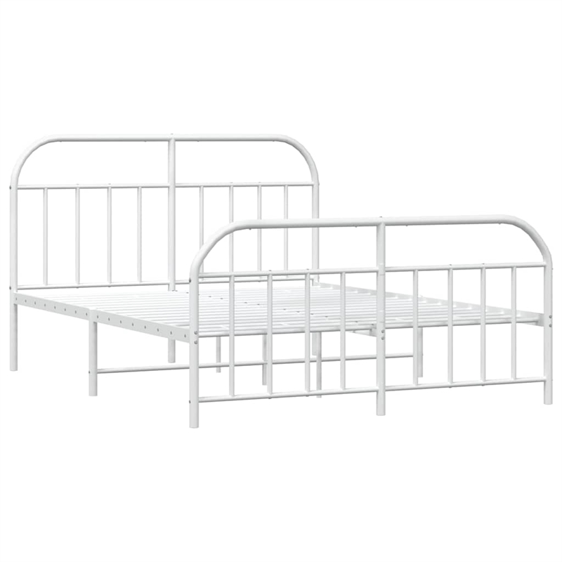 Pemberly Row Rectangular Powder-Coated Steel Full Bed Frame in White