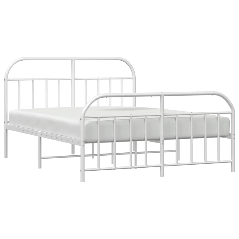 Pemberly Row Rectangular Powder-Coated Steel Full Bed Frame in White