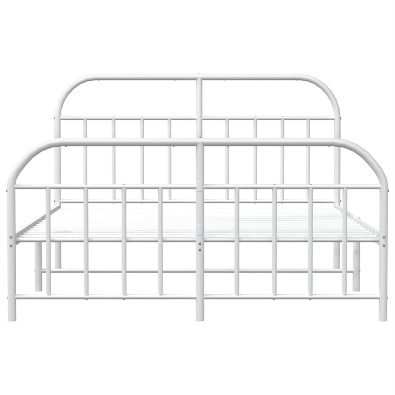Pemberly Row Rectangular Powder-Coated Steel Full Bed Frame in White