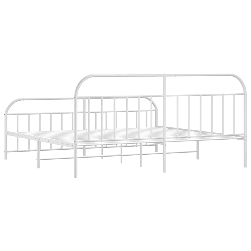 Pemberly Row Powder-Coated Steel King/Double Bed Frame in White