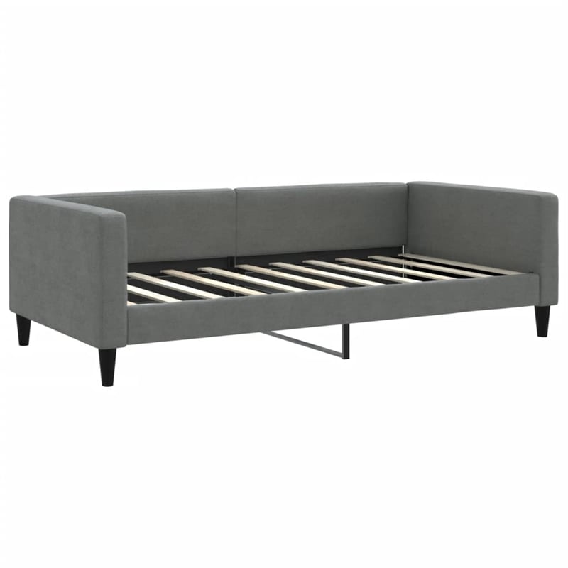 Pemberly Row Contemporary Solid Wood Twin Day Bed in Dark Grey Fabric