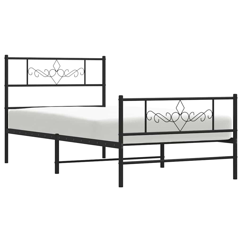 Pemberly Row Contemporary Powder-Coated Steel Twin Bed Frame in Black