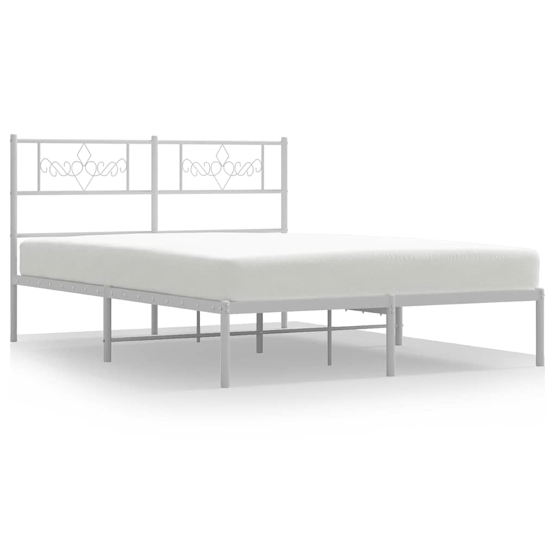 Pemberly Row Rectangular Powder-Coated Steel Full Bed Frame in White