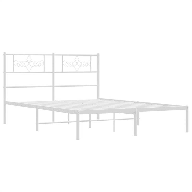 Pemberly Row Rectangular Powder-Coated Steel Full Bed Frame in White