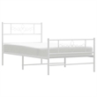 Pemberly Row Rectangular Powder-Coated Steel Twin Bed Frame in White