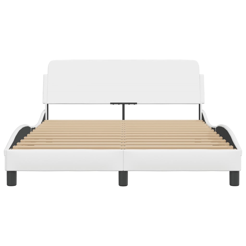 Pemberly Row Contemporary Faux Leather Full Bed Frame in White
