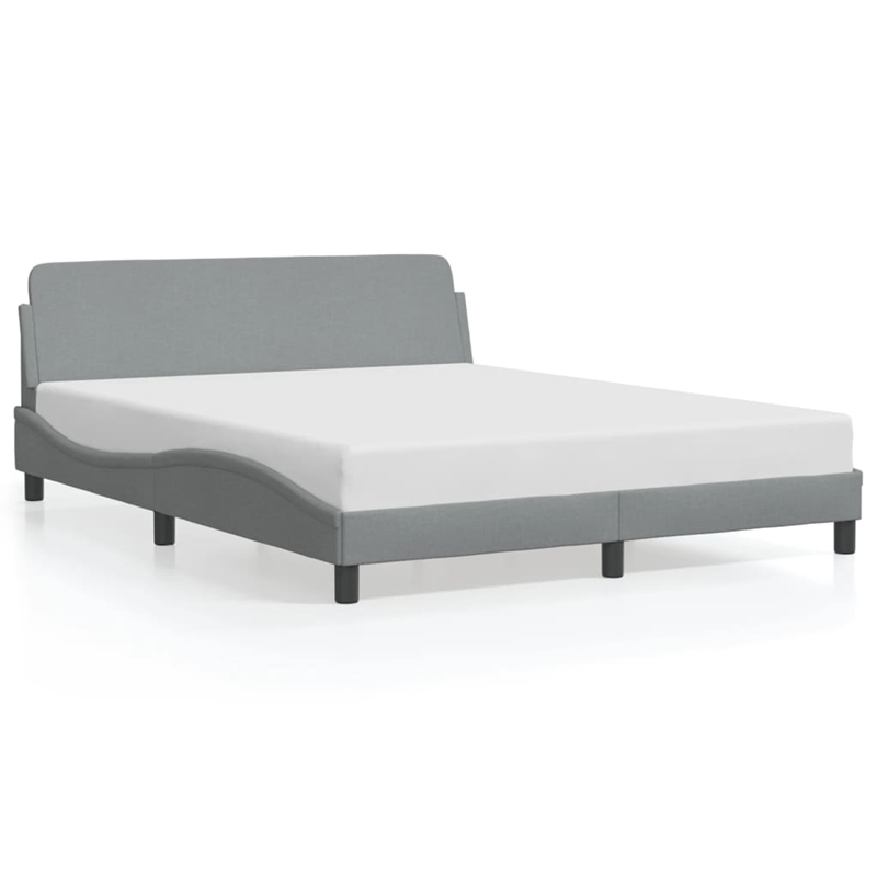 Pemberly Row Contemporary Queen Engineered Wood Bed Frame in Light Grey