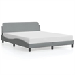 Pemberly Row Contemporary Queen Engineered Wood Bed Frame in Light Grey