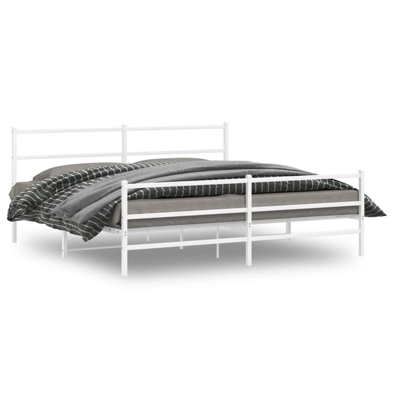 Pemberly Row Rectangular Powder-Coated Steel Full Bed Frame in White