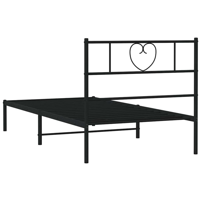 Pemberly Row Contemporary Powder-Coated Steel Twin Bed Frame in Black