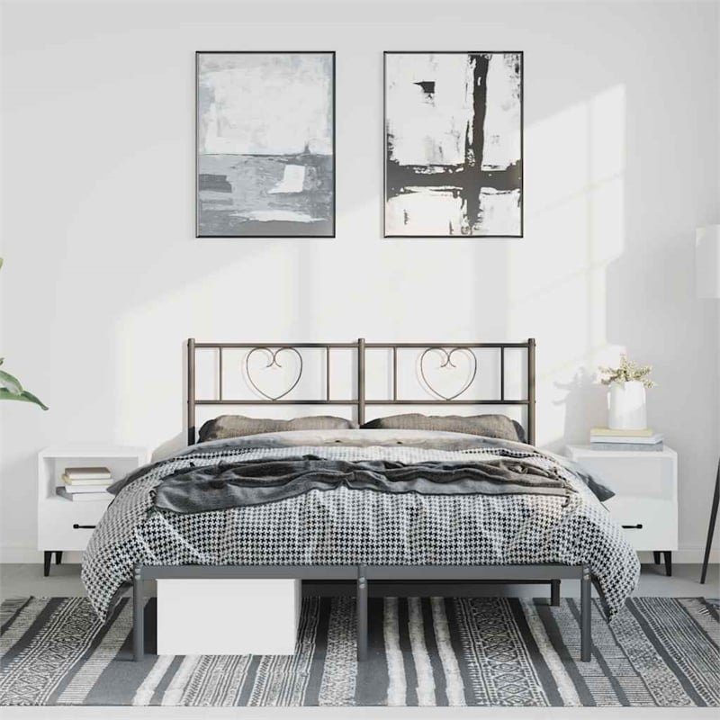 Pemberly Row Rectangular Powder-Coated Steel Full Bed Frame in Black
