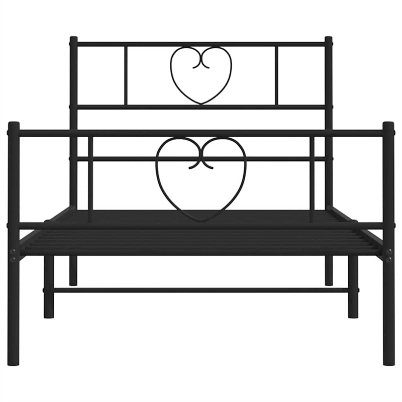 Pemberly Row Contemporary Powder-Coated Steel Twin Bed Frame in Black
