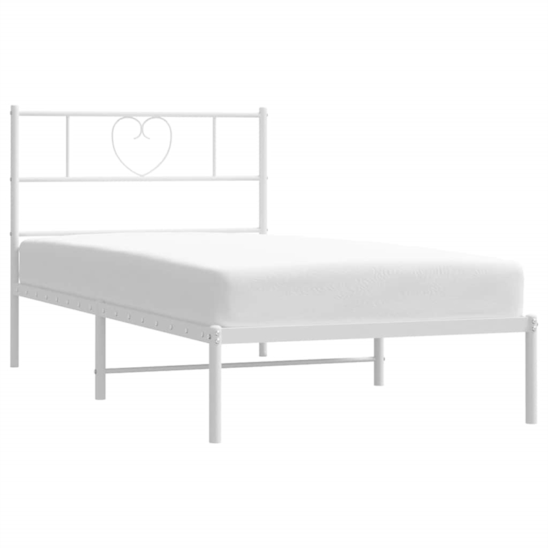 Pemberly Row Powder-Coated Steel Single Bed Bed Frame in White