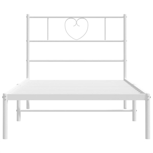 Pemberly Row Powder-Coated Steel Single Bed Bed Frame in White