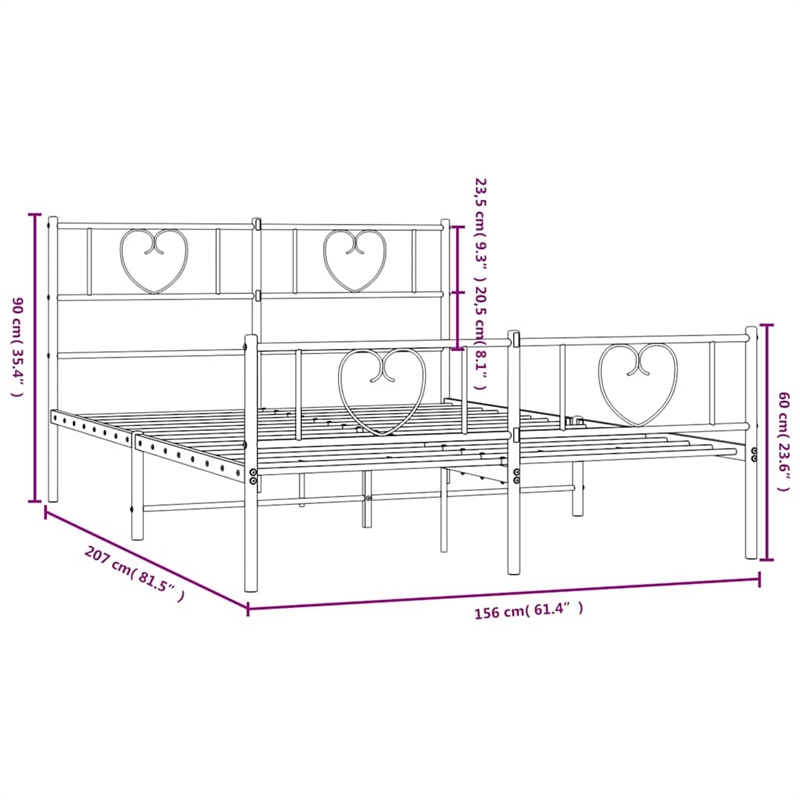 Pemberly Row Powder-Coated Steel King Size Bed Frame in White