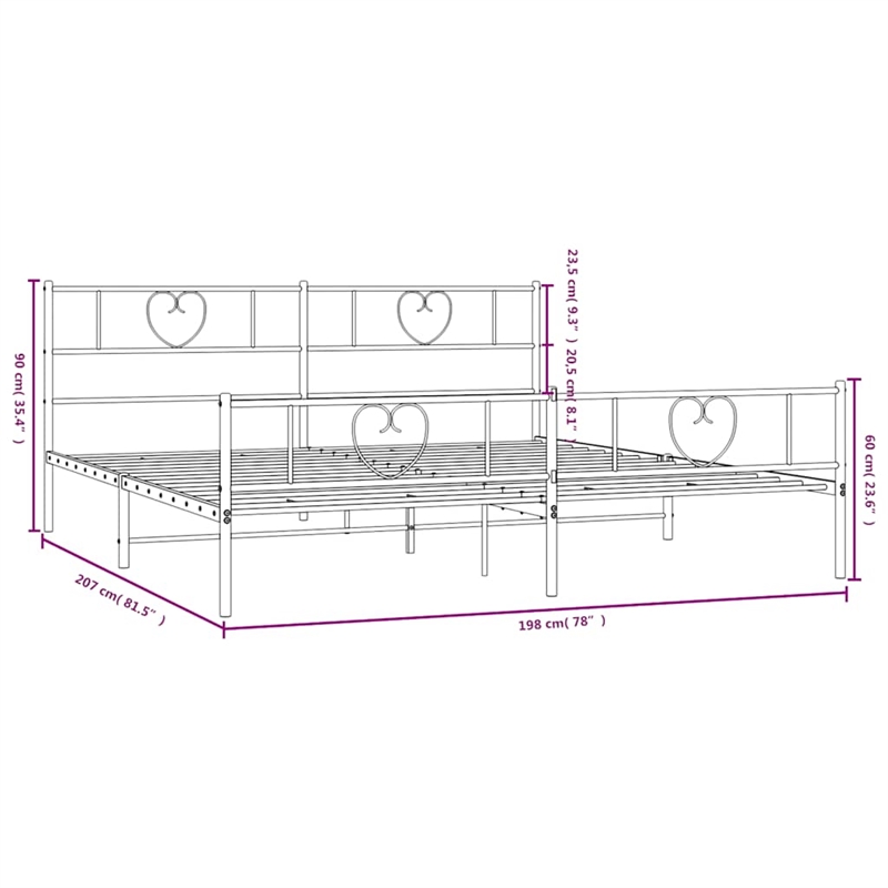 Pemberly Row 76x80 Powder-Coated Steel Modern Bed Frame in White