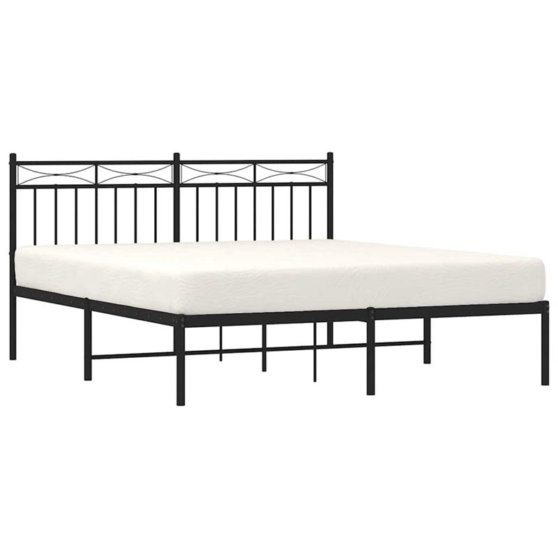 Pemberly Row Contemporary Engineered Wood King Bed Frame in Black