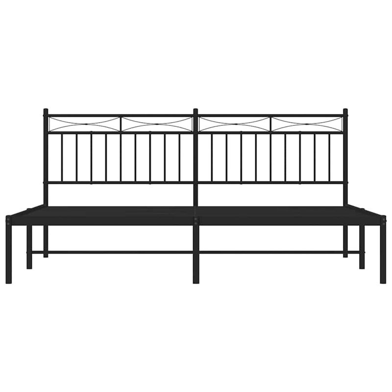 Pemberly Row Powder-Coated Steel Cal King/Double Bed Frame in Black
