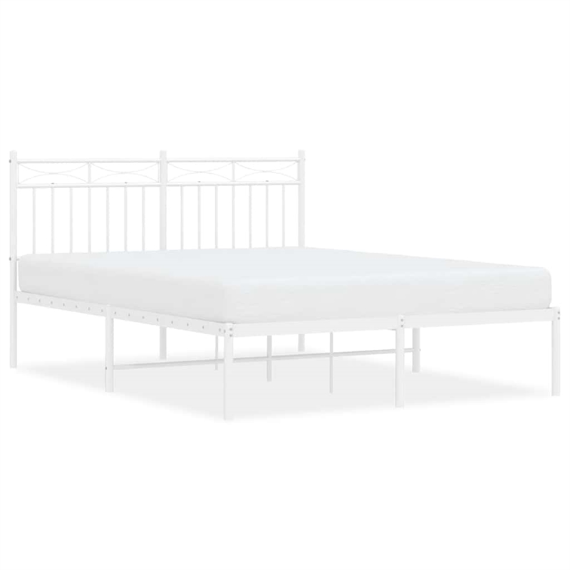 Pemberly Row Powder-Coated Steel Full/Double Bed Frame in White