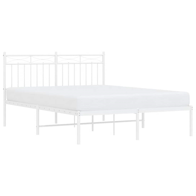 Pemberly Row Powder-Coated Steel Full/Double Bed Frame in White