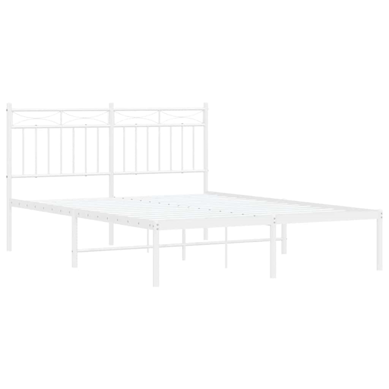 Pemberly Row Powder-Coated Steel Full/Double Bed Frame in White
