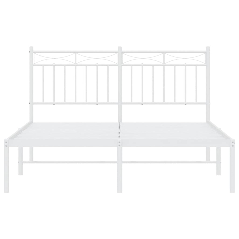Pemberly Row Powder-Coated Steel Full/Double Bed Frame in White