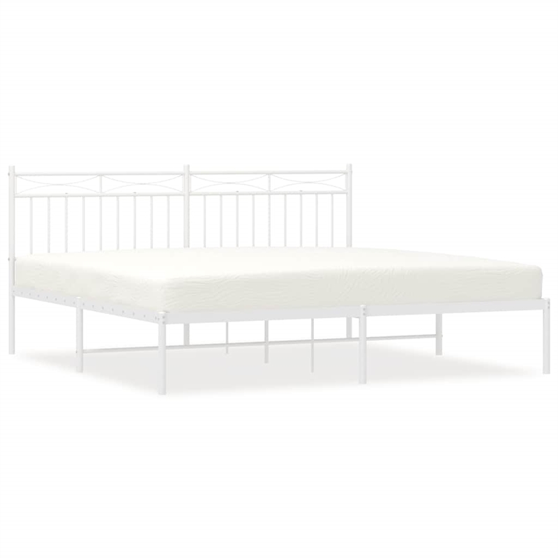 Pemberly Row Contemporary 72 X 84 Powder-Coated Steel Bed Frame in White