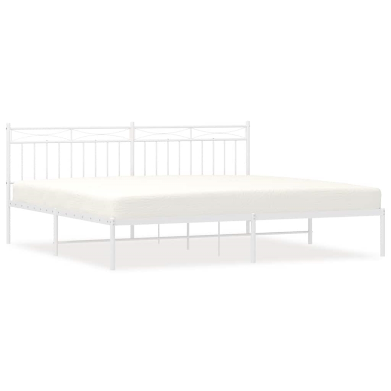 Pemberly Row 76 x 80 Rectangular Modern Bed Frame in White Steel