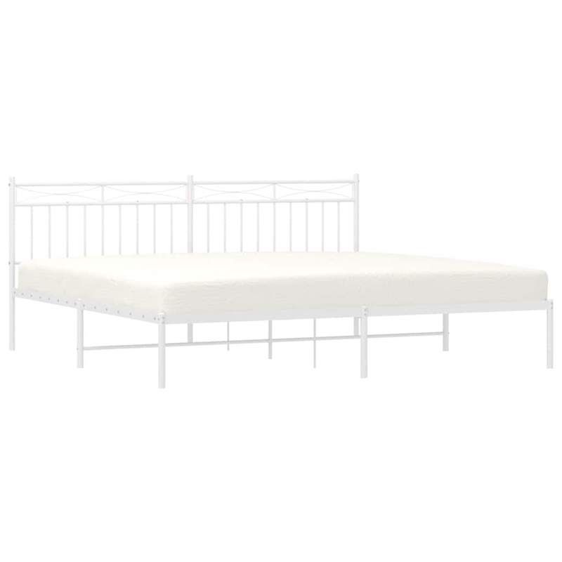 Pemberly Row 76 x 80 Rectangular Modern Bed Frame in White Steel