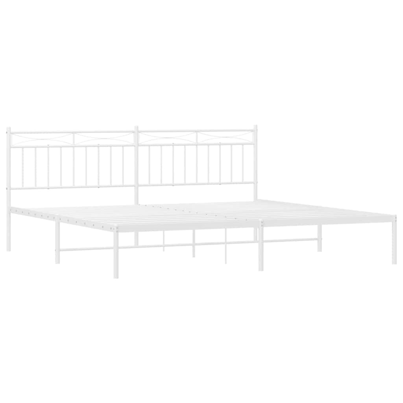 Pemberly Row 76 x 80 Rectangular Modern Bed Frame in White Steel