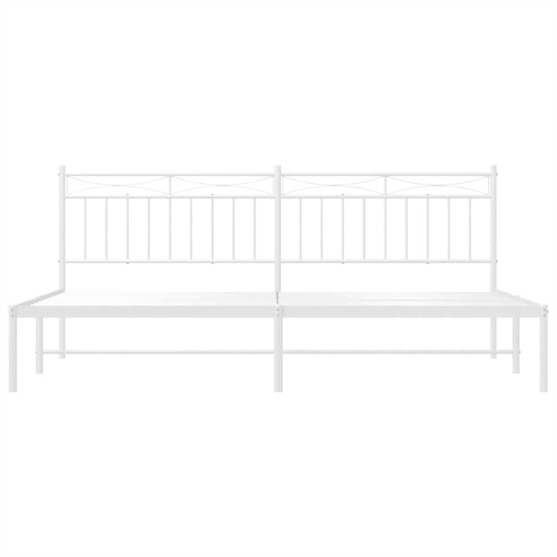 Pemberly Row 76 x 80 Rectangular Modern Bed Frame in White Steel