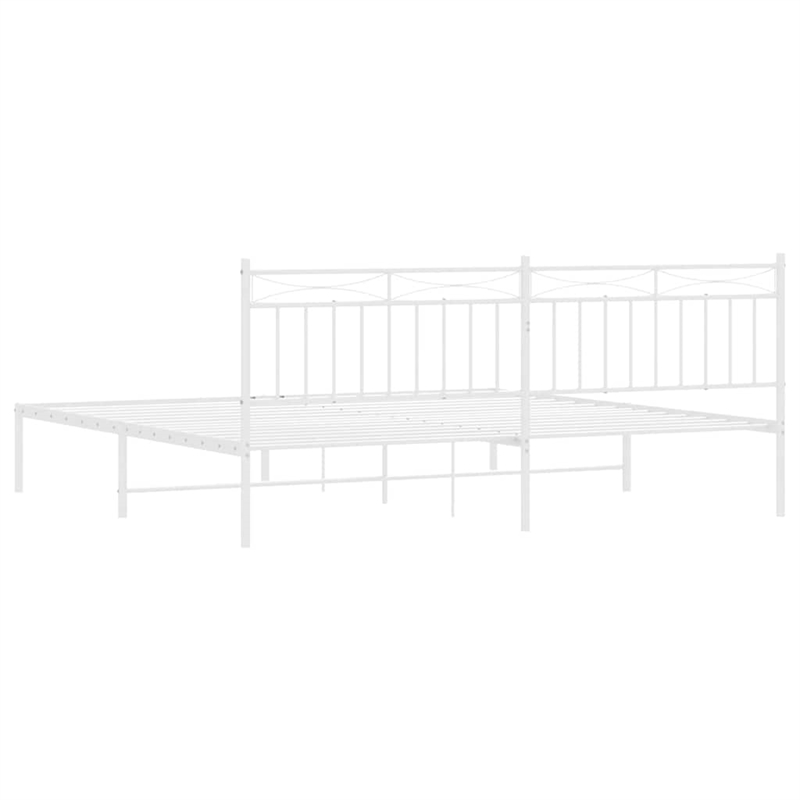 Pemberly Row 76 x 80 Rectangular Modern Bed Frame in White Steel