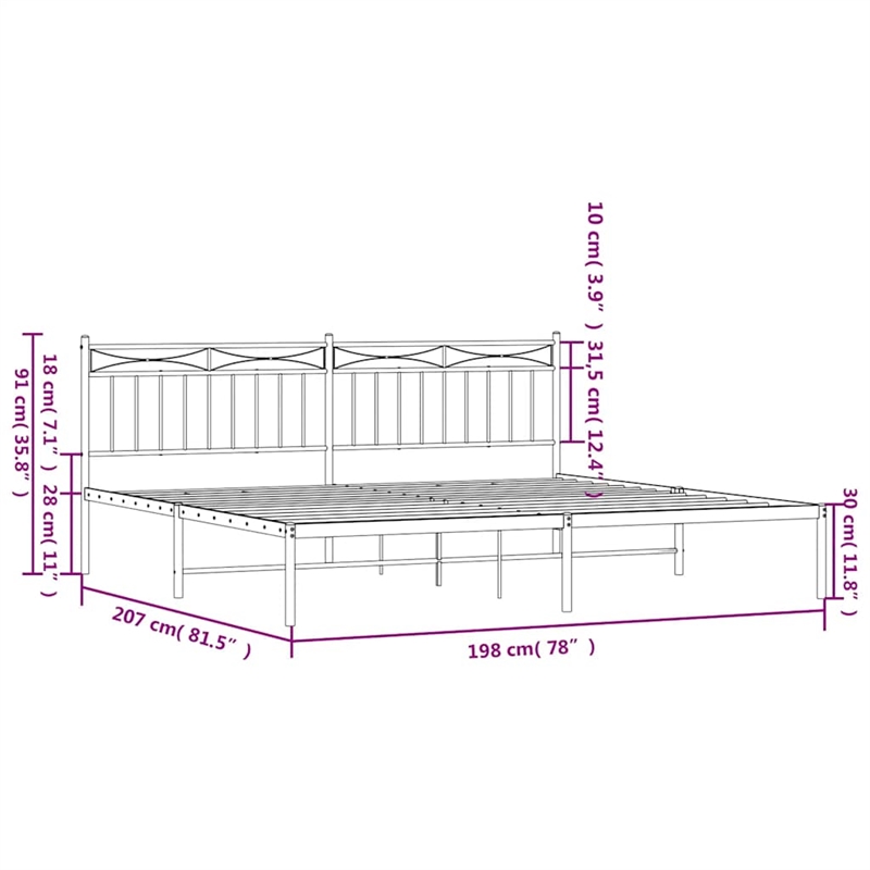 Pemberly Row 76 x 80 Rectangular Modern Bed Frame in White Steel