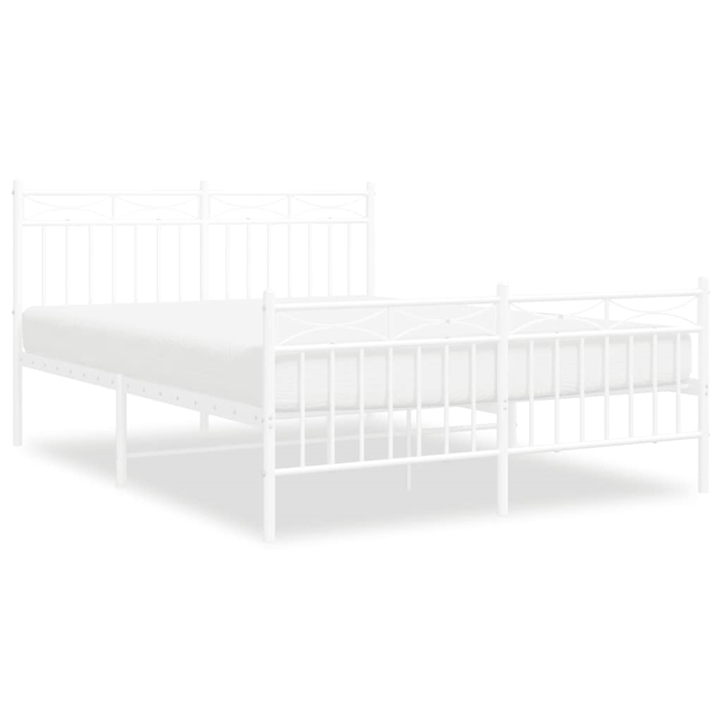 Pemberly Row Rectangular Powder-Coated Steel Full Bed Frame in White