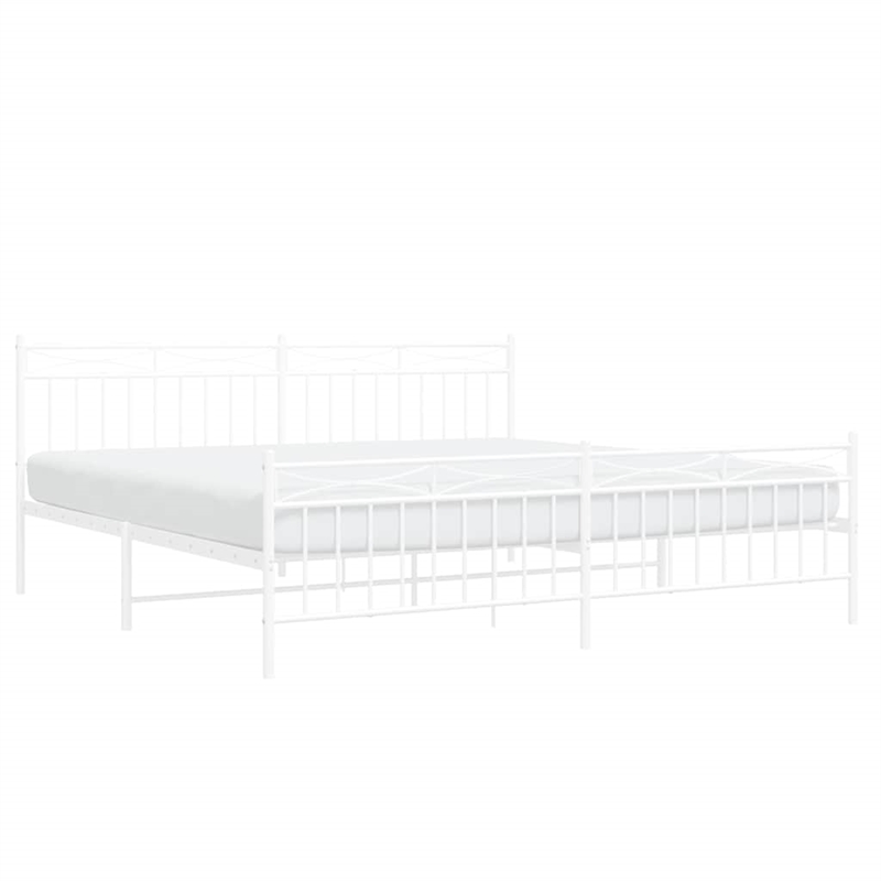 Pemberly Row Rectangular Powder-Coated Steel Full Bed Frame in White