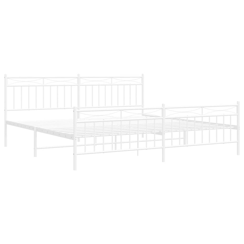 Pemberly Row Rectangular Powder-Coated Steel Full Bed Frame in White