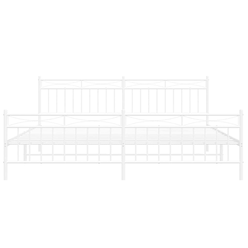 Pemberly Row Rectangular Powder-Coated Steel Full Bed Frame in White