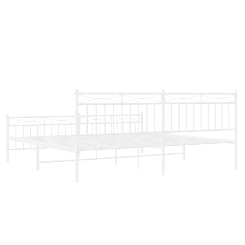 Pemberly Row Rectangular Powder-Coated Steel Full Bed Frame in White