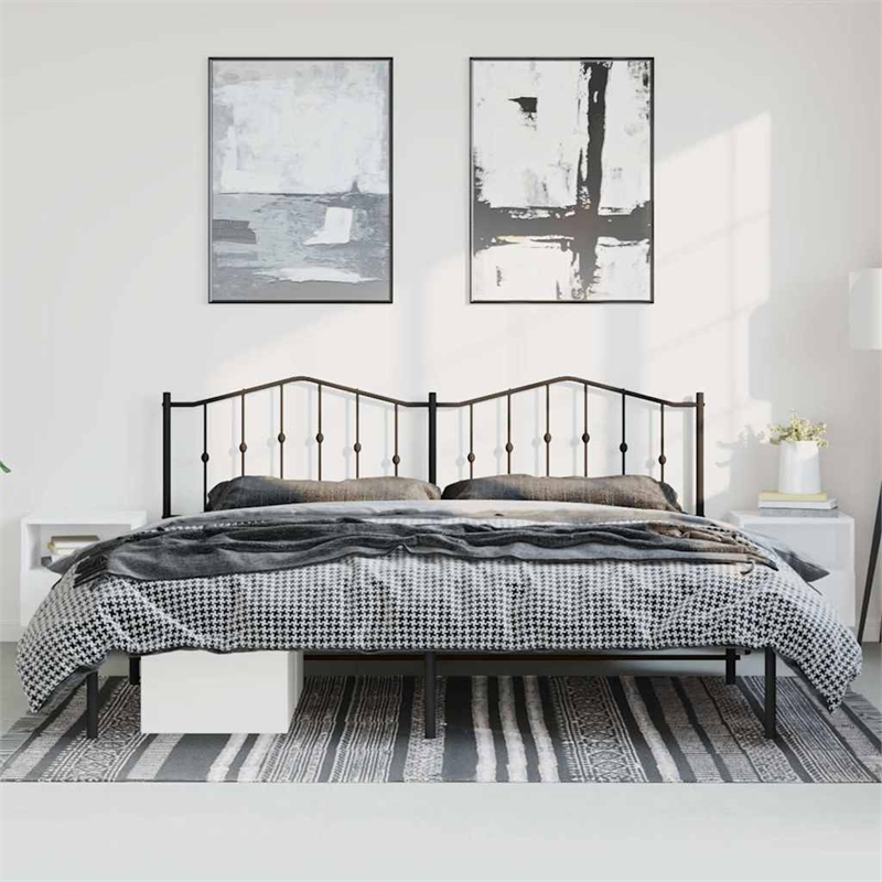 Pemberly Row Rectangular Traditional Steel Full Bed Frame in Black