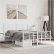 Pemberly Row Powder-Coated Steel Full/Double Bed Frame in White