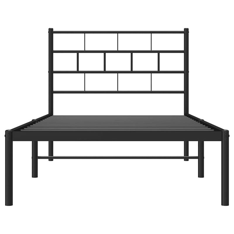 Pemberly Row Contemporary 39.4 x 74.8 Metal Bed Frame in Black