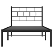 Pemberly Row Contemporary 39.4 x 74.8 Metal Bed Frame in Black