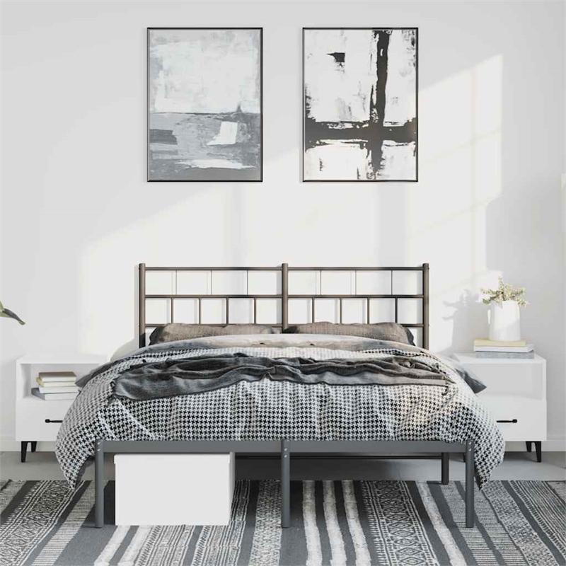 Pemberly Row Rectangular Steel Full/Double Bed Frame in Black