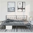 Pemberly Row Contemporary 72 x 84 Powder-Coated Metal Bed Frame in Black