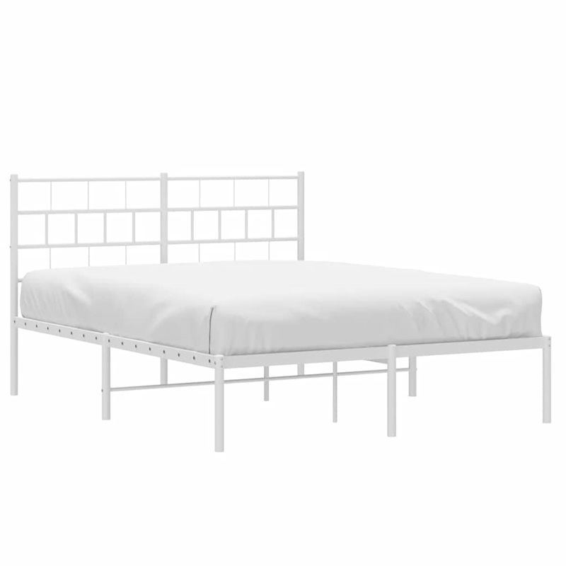 Pemberly Row Rectangular Powder-Coated Steel Full Bed Frame in White
