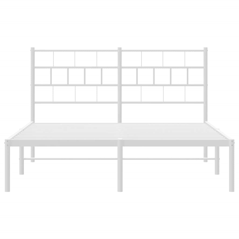 Pemberly Row Rectangular Powder-Coated Steel Full Bed Frame in White